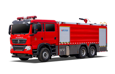 豪沃后雙橋外露水罐消防車 