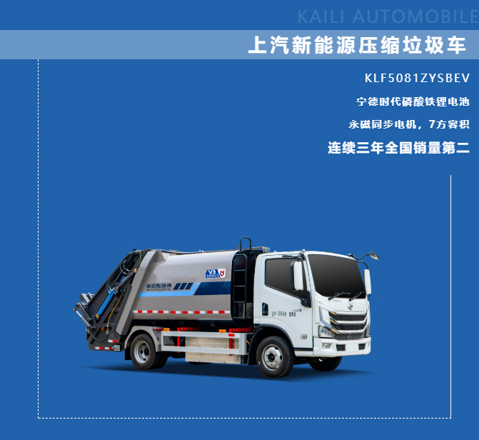 【新能源產(chǎn)品推介】凱力風-上汽躍進純電動7方壓縮式垃圾車